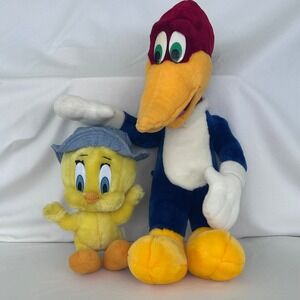 Vintage Tweety Bird Woody Woodpecker Plush Lot 1998 Ace Novelty Looney Tunes